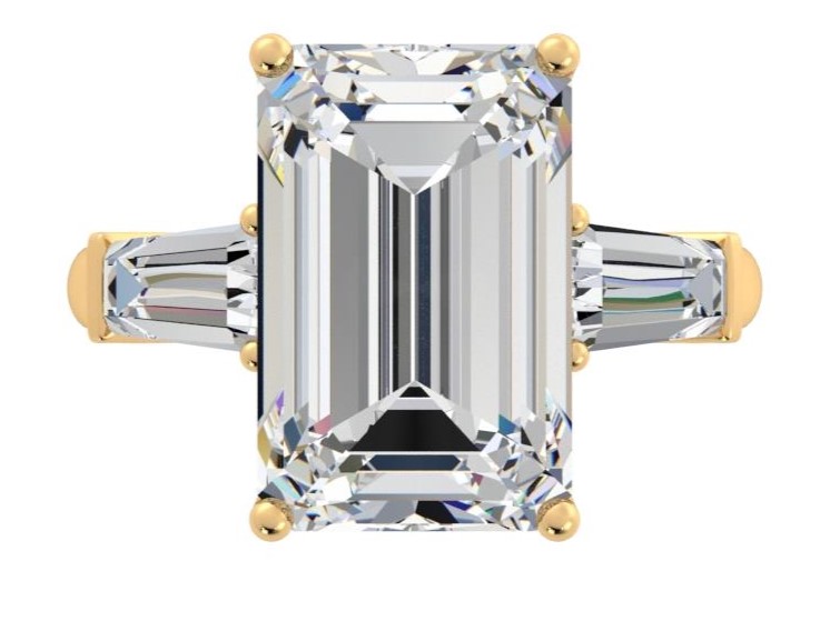 Emerald Cut Three Stone Diamond Engagement Ring