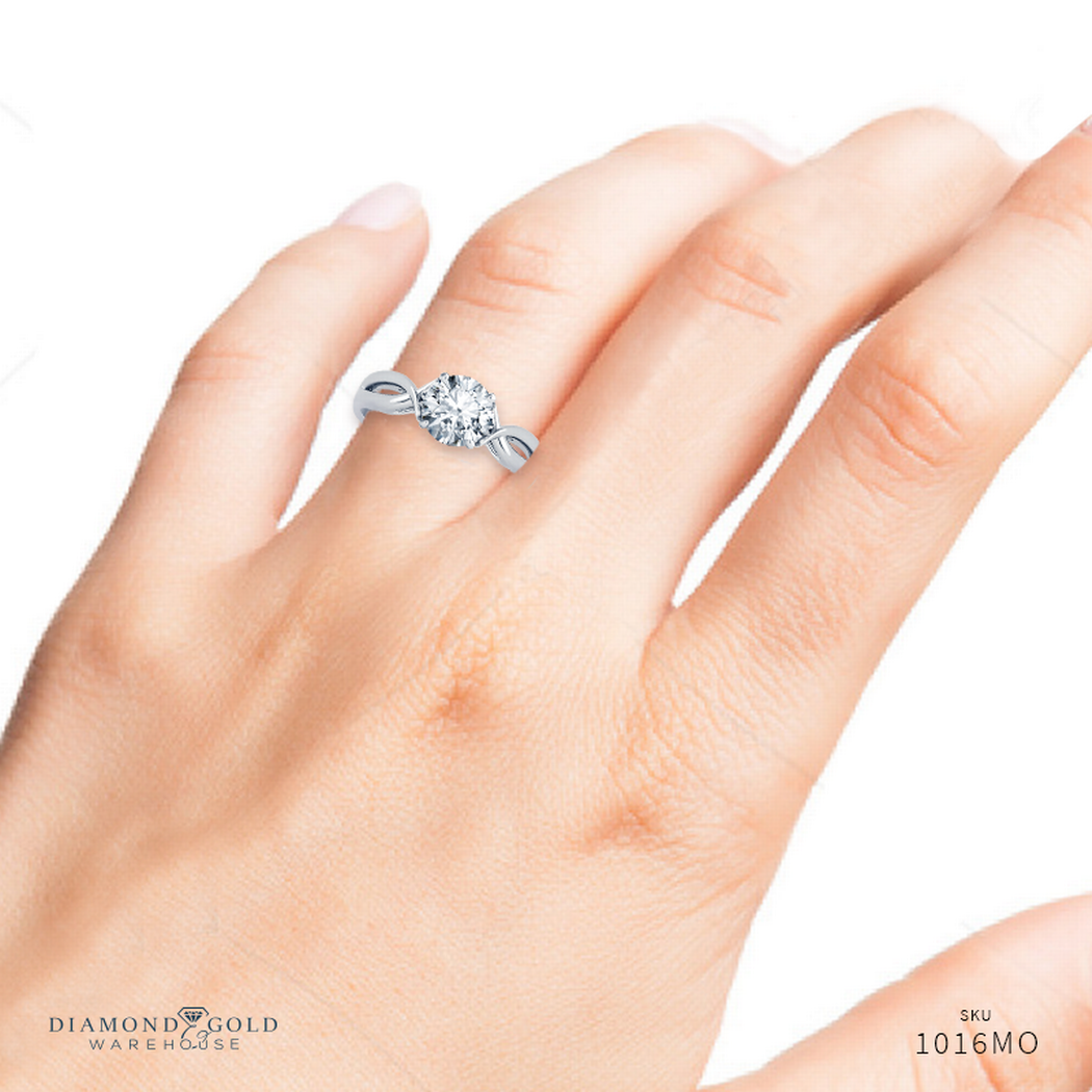1.4 Ct. Round Cut Natural Diamond Natural Halo Half Infinity Pave Diamond  Engagement Ring (GIA Certified) | Diamond Mansion