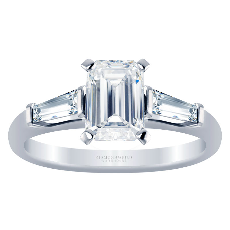 Three Stone emerald Cut Engagement Rings Dallas